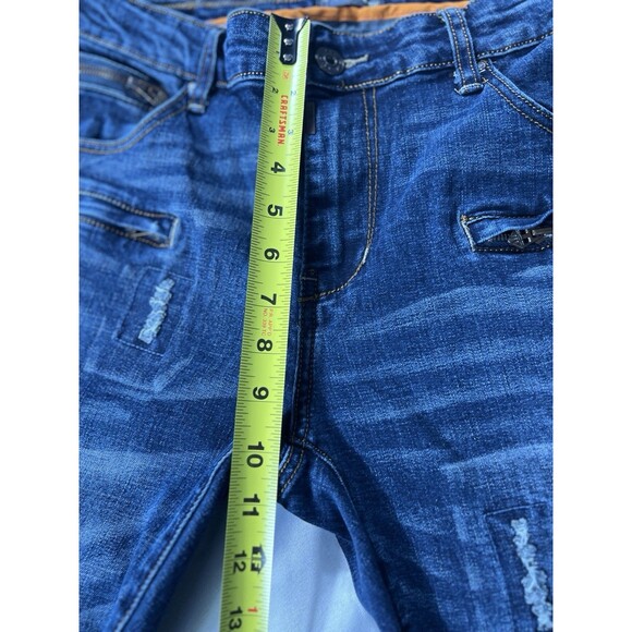 ETZO Men's Biker Moto Slim Skinny Ripped Distressed Denim Jeans 34x32 7520 - Picture 5 of 15